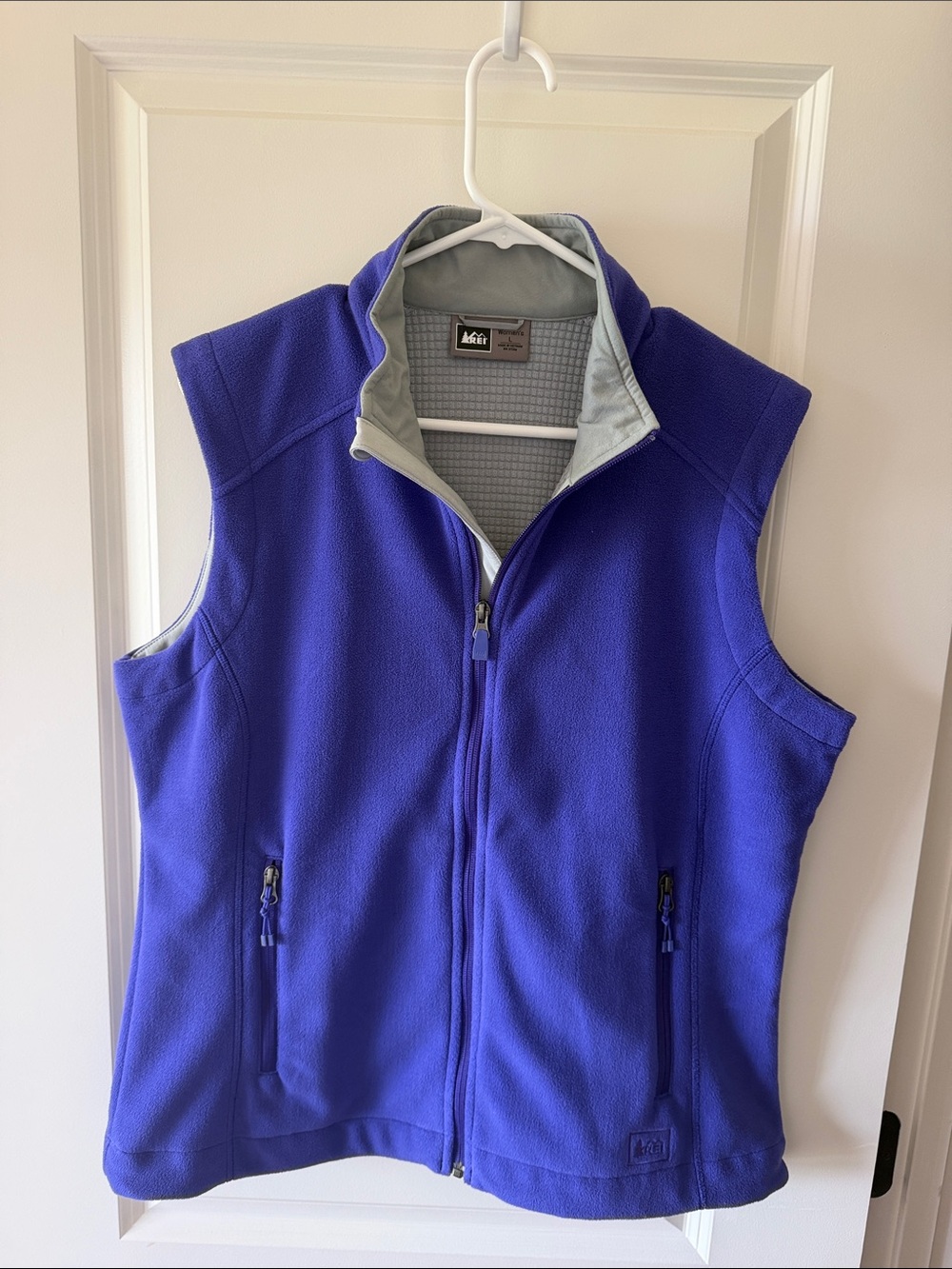REI Women's Royal Purple Fleece Vest with Gray Trim